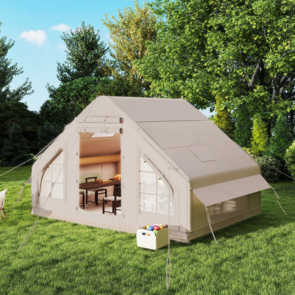 Dextrus Inflatable Camping Tent with Pump, Glamping Tents, Easy Setup 4 Season Waterproof Windproof Outdoor Blow Up Tent, Suitable for 2-6 people