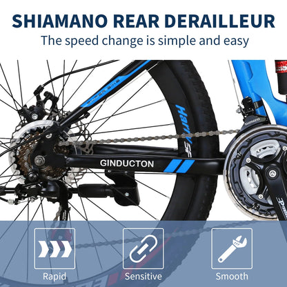 26”Full Suspension Folding Mountain Bike 21 Speed 17" Foldable Frame Bicycle Men or Women MTB for Afult Blue