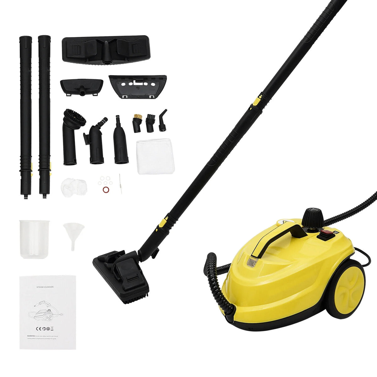 2000W 1.8L/60.87oz High-Pressure Steam Cleaner Multipurpose Handheld Steam Cleaner Portable Yellow 5 Bar/72.5PSI