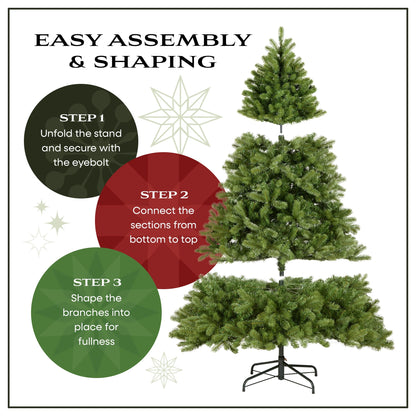 9 ft Pre-Lit Carolina Pine Slim Artificial Christmas Tree with 800 Clear Lights, Slim Profile