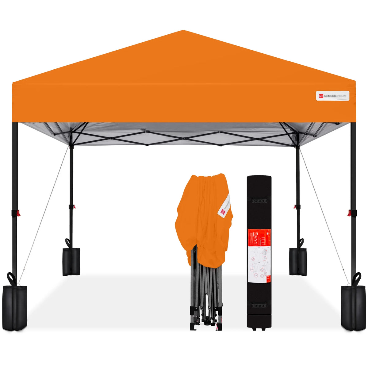Best Choice Products 12x12ft Easy Setup Pop Up Canopy w/ 1-Button Setup, Wheeled Case, 4 Weight Bags - Navy Blue