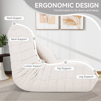 VFD Bean Bag Chairs for Adults, Beanbag Chair with Ottoman Lounge Sofa Memory Foam Comfy Reading Chair for Bedroom & Living Room, Lazy Floor Sofa Couch