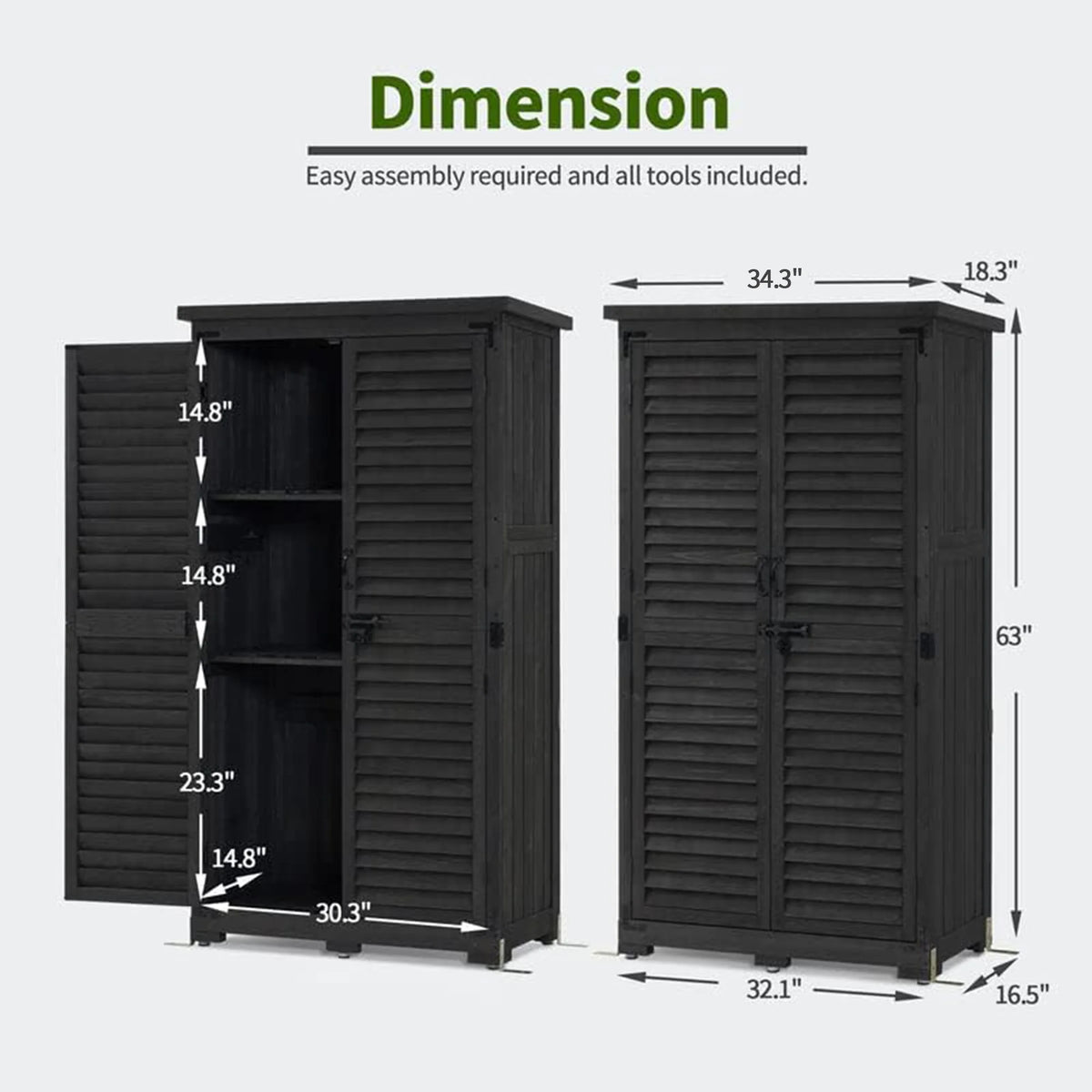 MCombo Tall Garden 1.52 x 2.85 ft. Wood Storage Shed, Brown