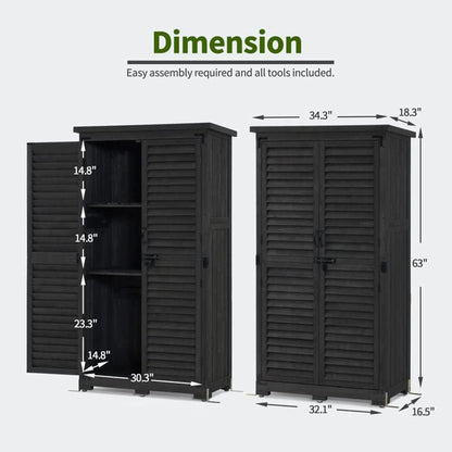 MCombo Tall Garden 1.52 x 2.85 ft. Wood Storage Shed, Brown