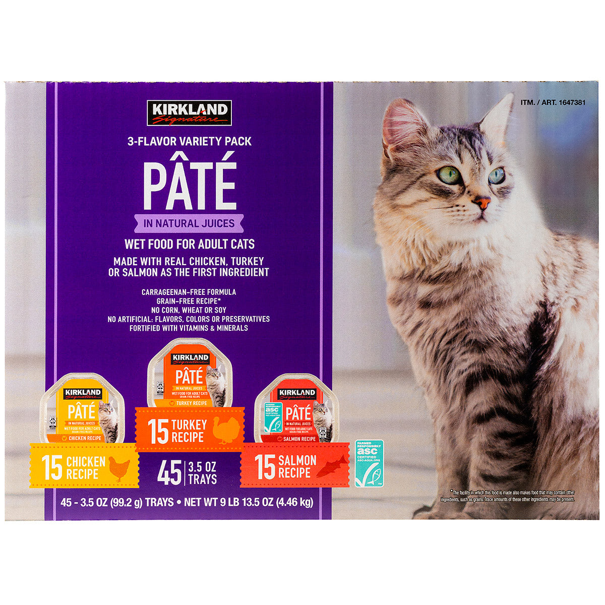 Kirkland Signature Pate Cat Food Variety Pack, 3.5 oz, 45-count