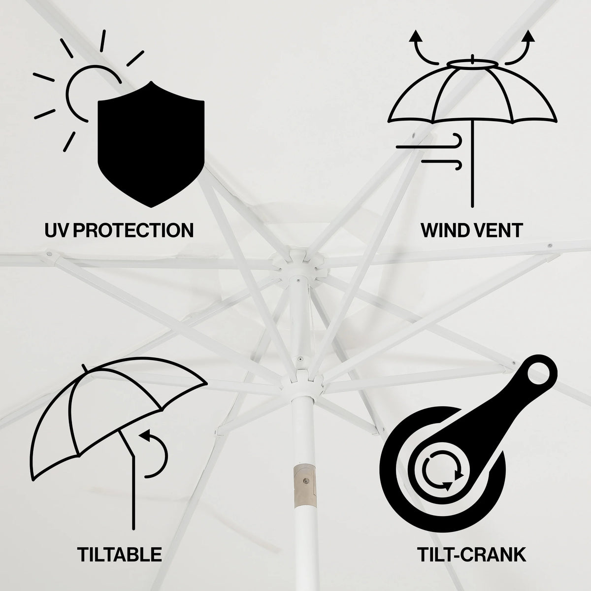 JONATHAN Y Tracy 9 ft. Market Patio Umbrella, Classic Mid-Century Scalloped Fringe, with Auto-Tilt Crank, Wind Vent and UV Protection, Coral Pink/White, Dark Brown Pole