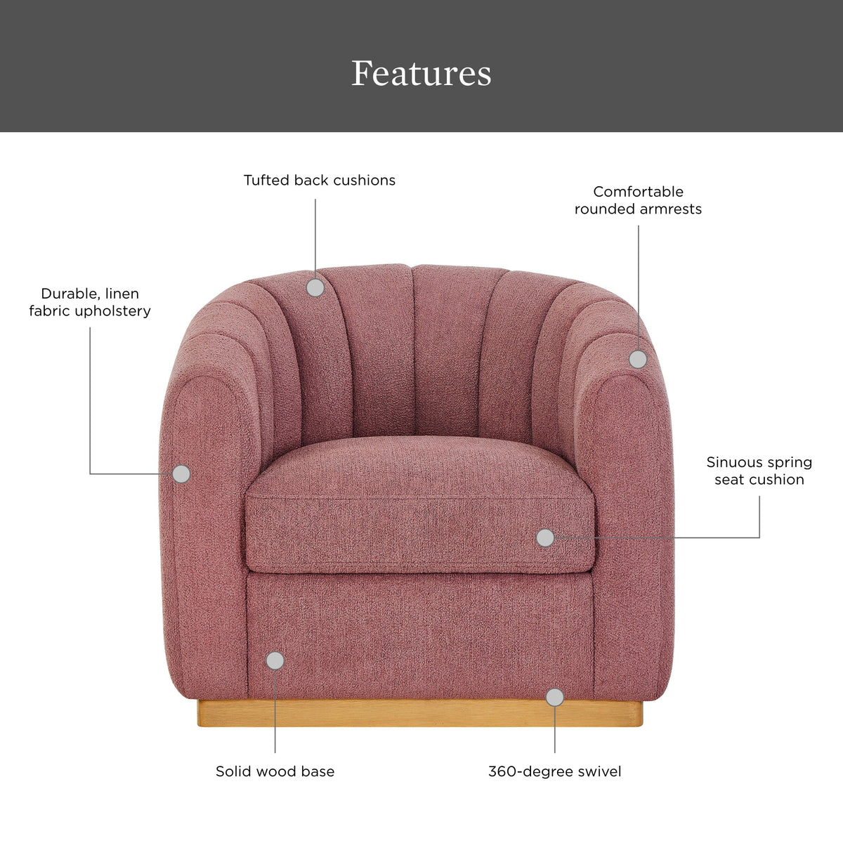 Better Homes & Gardens Lillian Accent Swivel Chair, Cream Linen