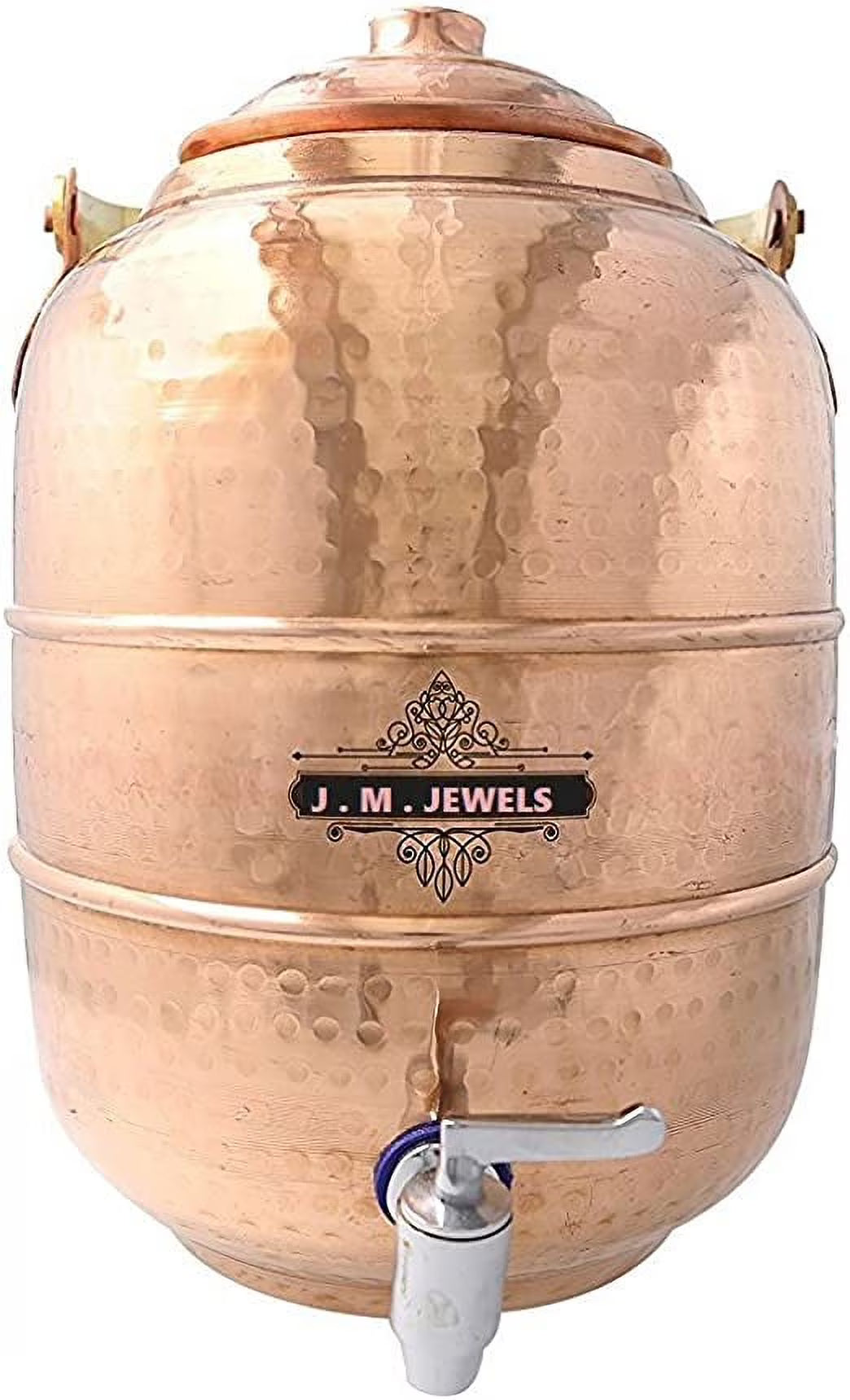 J M Jewels Copper Water Dispenser Container Pot Tank, Storage Water Home Kitchen Garden, Beneficial for Health, 6 LTR. (6 LTR)