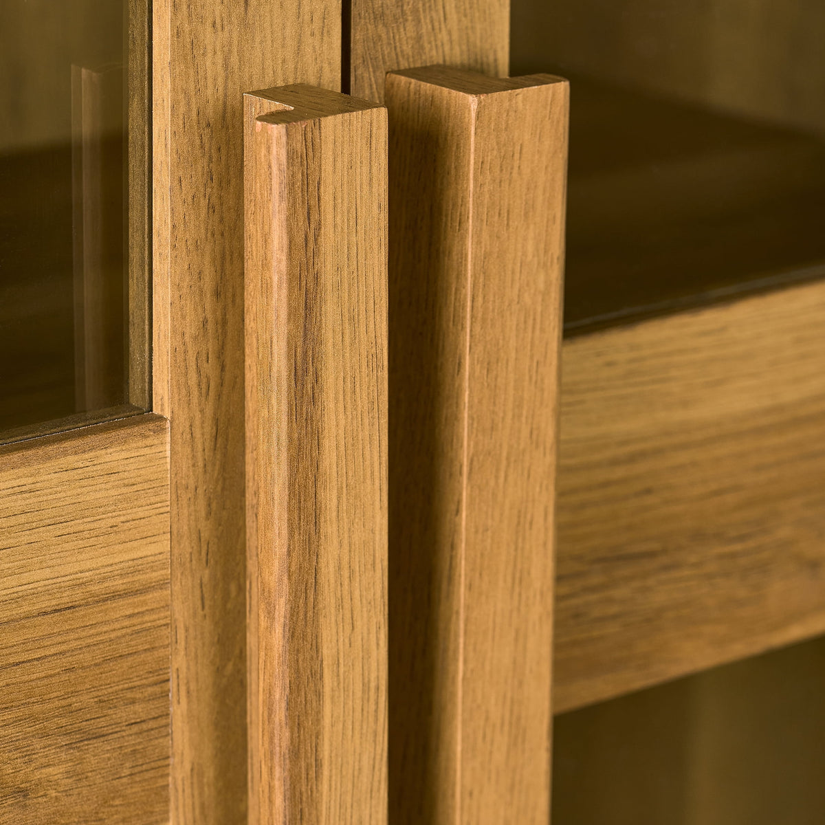 Better Homes & Gardens Ezra Glass Door Storage Accent Cabinet, Warm Walnut finish