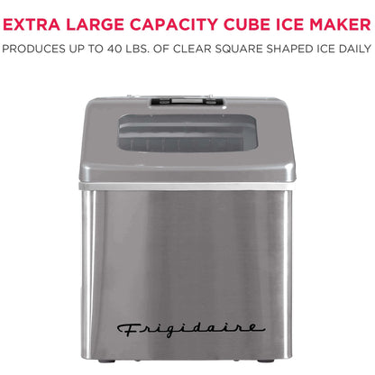 Frigidaire 40lbs. Countertop Clear Square Ice Maker - Stainless Steel