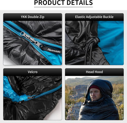 Naturehike Ultralight White Goose Down Sleeping Bag 750/550 Fill Power with Compression Sack