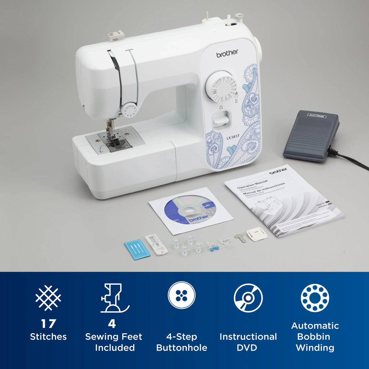 Brother LX3817- Beginner Sewing Machine, 17 Stiches