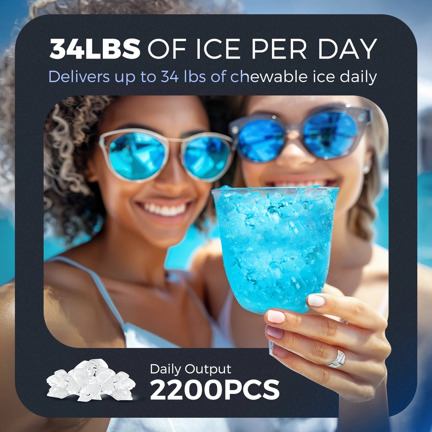 Simzlife Nugget Ice Maker Countertop, 34.9lbs per Day Chewable Pebble Nugget Ice Machine with Touch Screen for Home, Kitchen, Office, Stainless Steel, Black