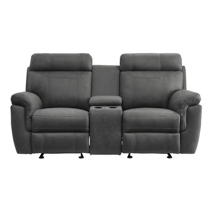 Lexicon Clifton 76" Microfiber Double Glider Reclining Love Seat in Gray
