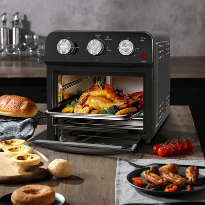 PlumChef 12 Quart 4 Slices Air Fryer Convection Toaster Oven, 1500W , 4 Cooking Modes,  7 in 1 Multifunction with Roast,  Bake, Grill, Broil, Toast, Dehydrate, Defrost, Stainless Stee