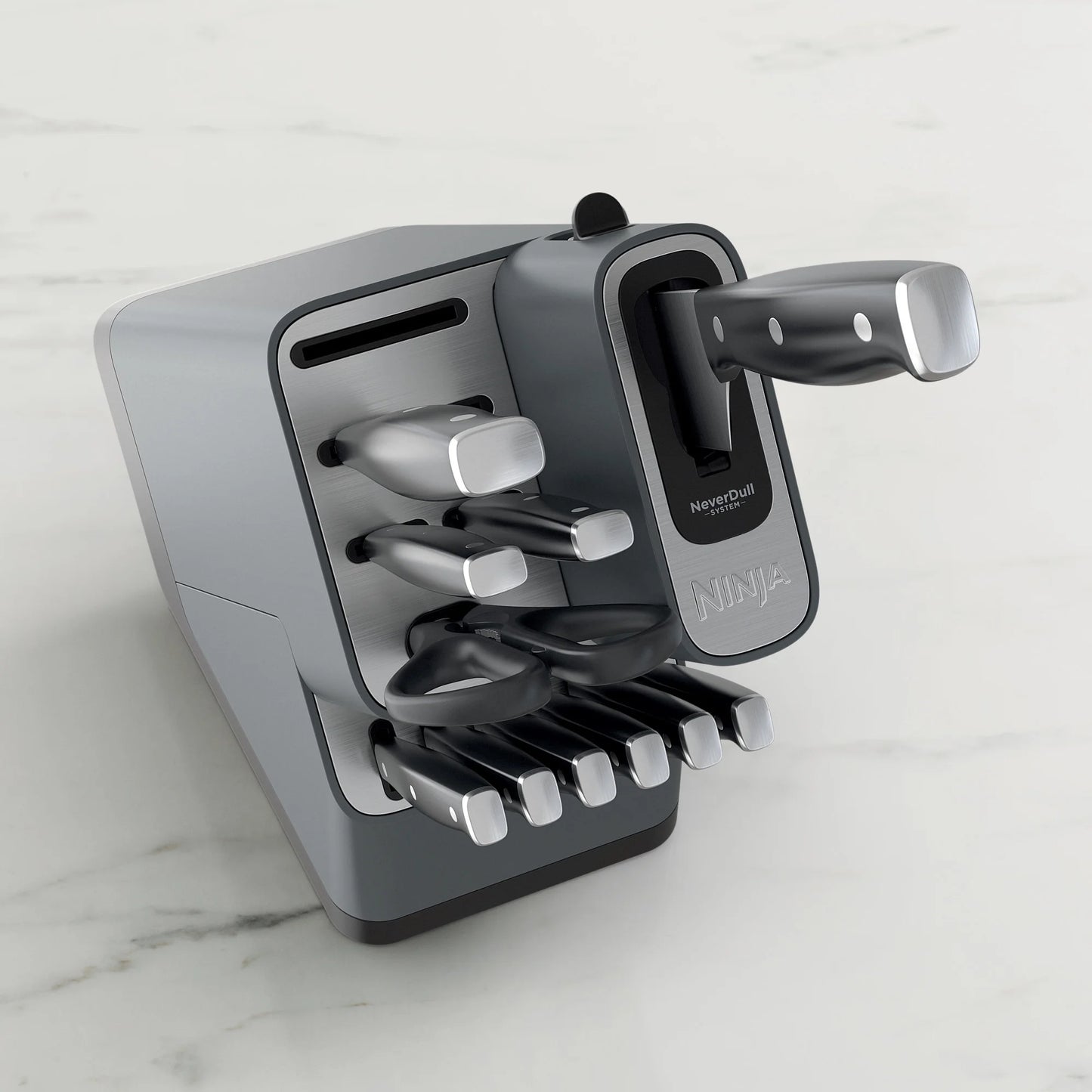Ninja Foodi NeverDull 10-Piece Stainless Steel Essential Knife System with Sharpener, K12010 Black/Gray