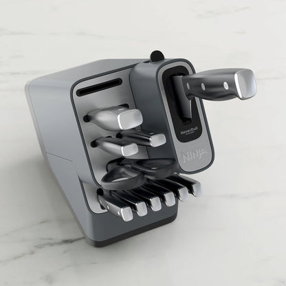 Ninja Foodi NeverDull 10-Piece Stainless Steel Essential Knife System with Sharpener, K12010 Black/Gray