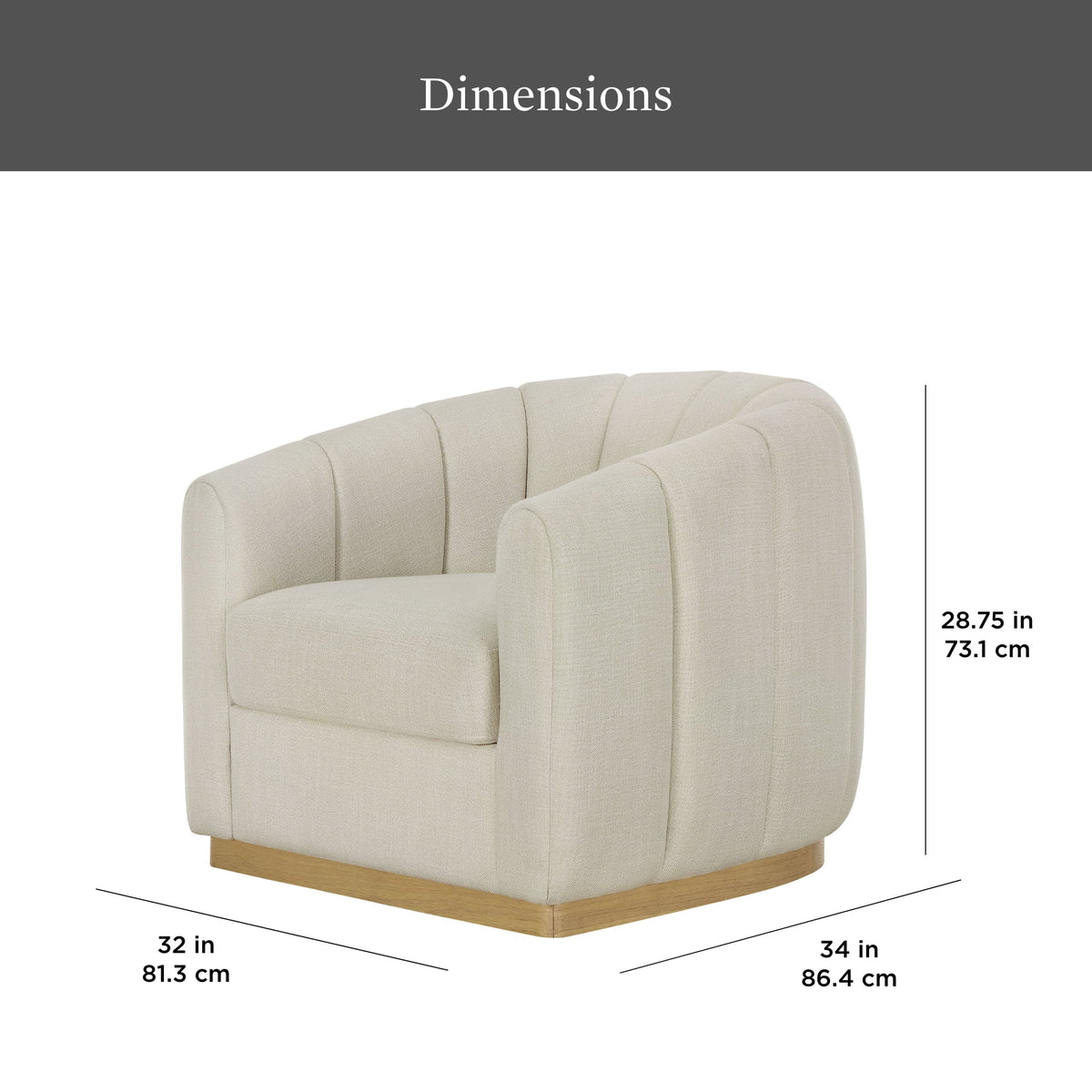 Better Homes & Gardens Lillian Accent Swivel Chair, Cream Linen
