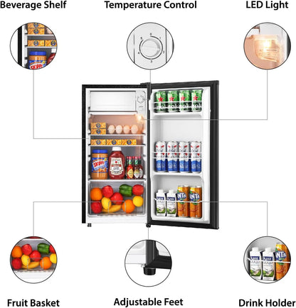 HUMSURE 3.1 Cu.ft Mini Fridge with Freezer, Single Door Compact Refrigerator for Dorm, Office