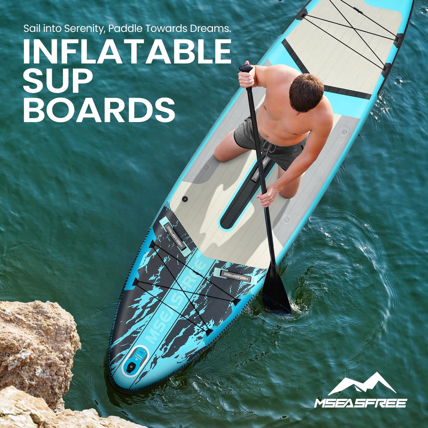 MSEASFREE 11.5 ft Inflatable Paddle Board All-Purpose Fishing Stand up Paddle Board with Full SUP Accessories