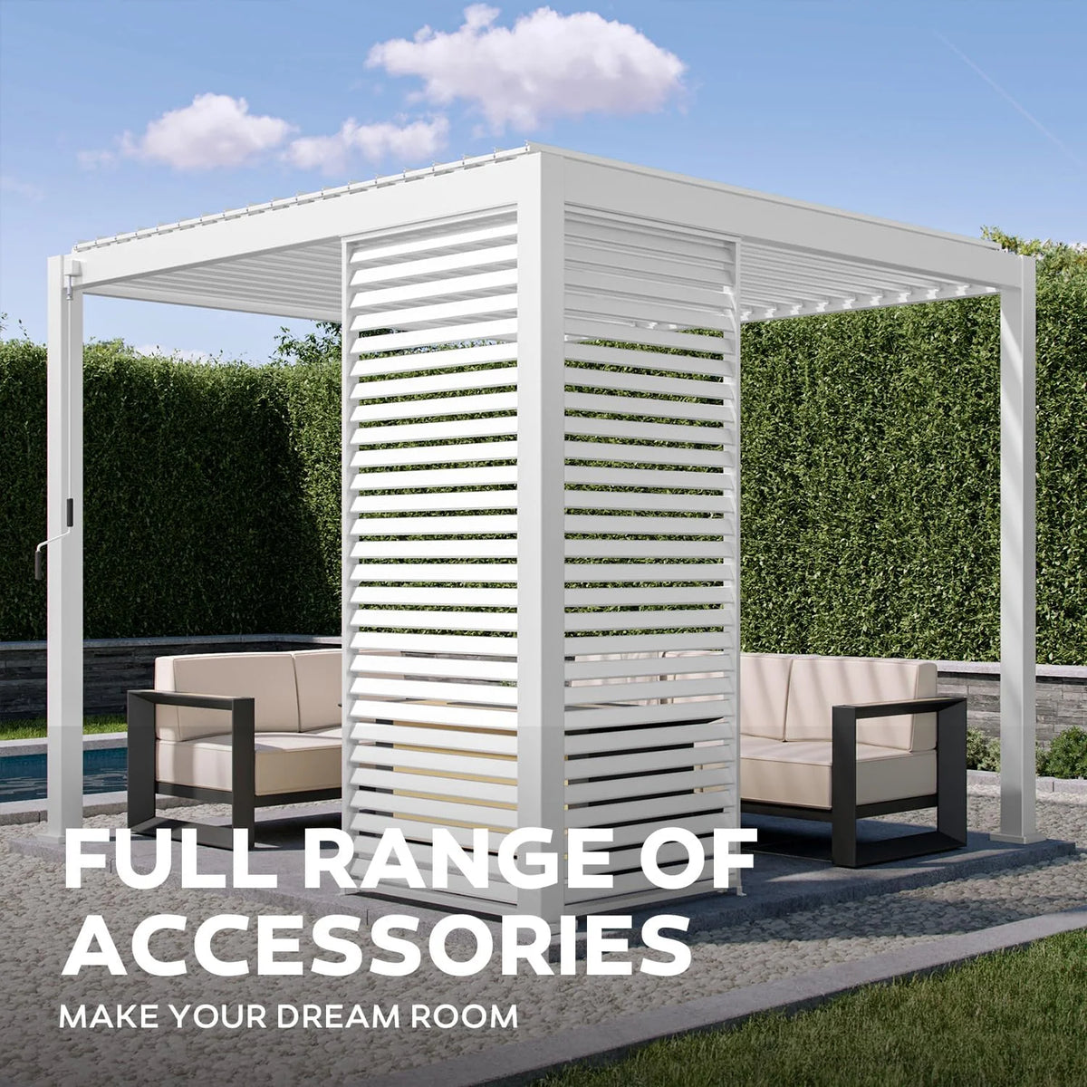 Mirador 10'x 10' 111S Outdoor Aluminum Pergola w/ Adjustable Rainproof Louver for Garden, Patio, Backyard, Takasho/Wood Grain