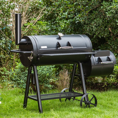 Summit Living Charcoal Grill with Offset Smoker 941 sq.in. Extra Large BBQ Grill Black