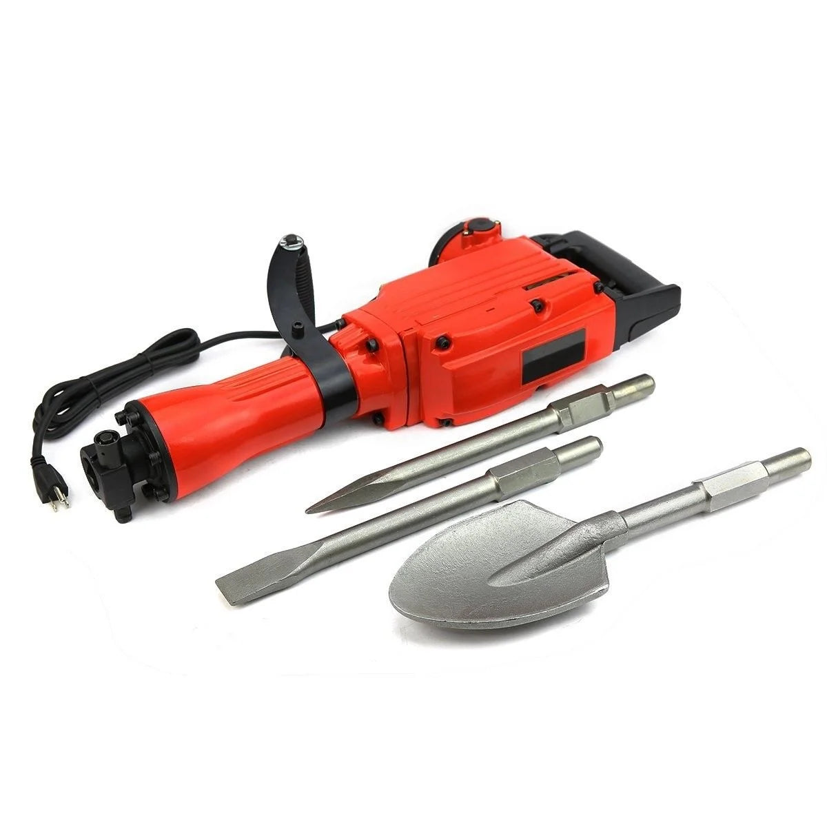 XtremepowerUS Demolition Jack Hammer Heavy Duty, 2200W Electric Jackhammer With Scraping Chisel, 1800BPM Power Drill Concrete Breaker Bar Point & Chisel Bits Chisel Set, Red
