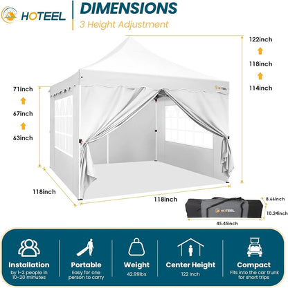 SANOPY 10' x 20' Pop up Canopy Party Tent with 6 Removable Sidewalls, Wave Eave Outdoor Waterproof Patio Gazebo Tent with Carry Bag, Backyards Camping Picnics, Black