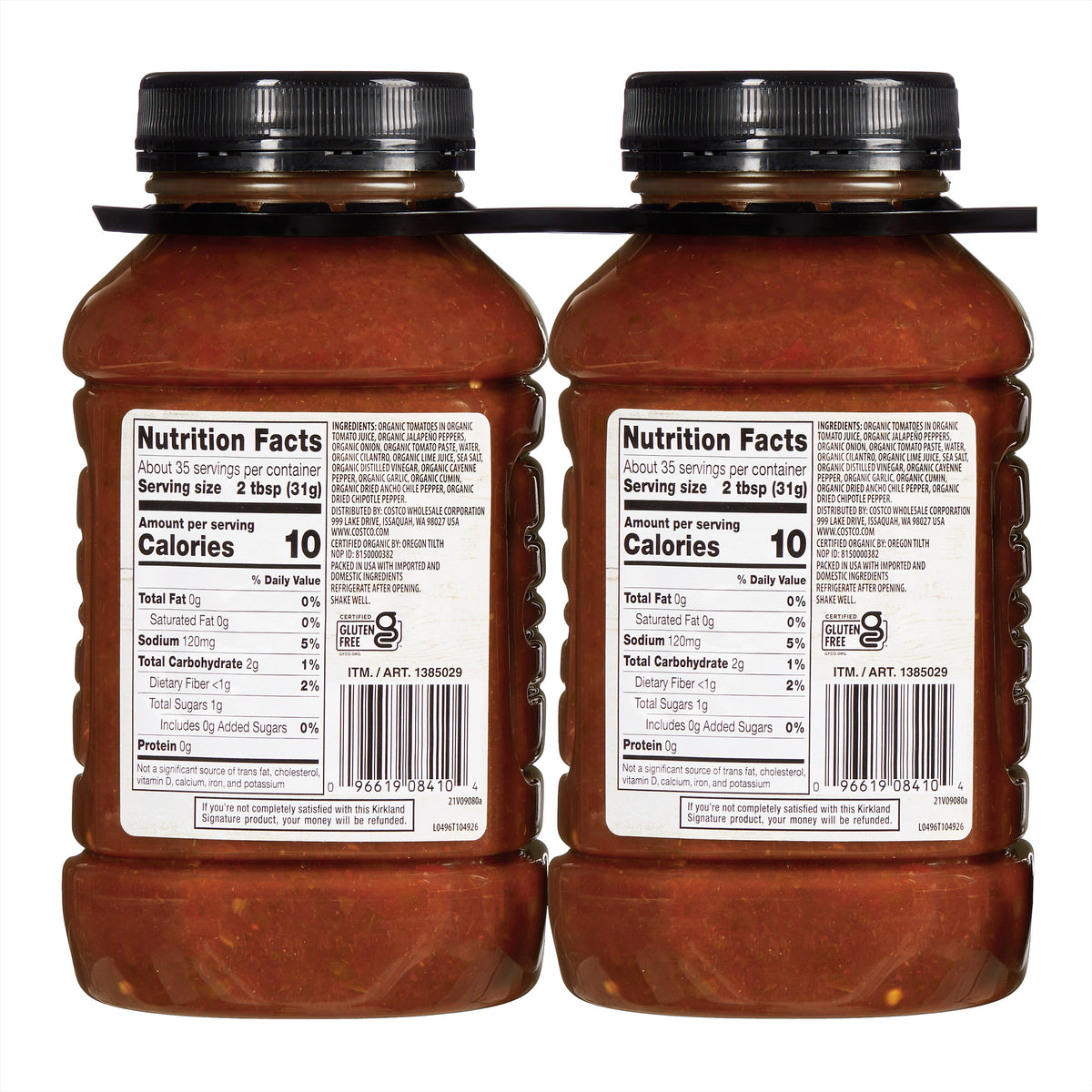 Kirkland Signature, Organic Salsa, Medium, 38 oz, 2-Count