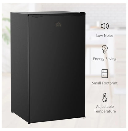 Mini Fridge with Freezer, 3.2 Cu.Ft Compact Refrigerator for Bedroom, Dorm, Apartment - Adjustable Thermostat, Reversible Door, Black