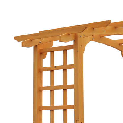 CAMSCH 85'' Premium Outdoor Wooden Arbor Arch with Trellis, Straight top, Pergola Arch for Climbing Plants, Wood Garden Yard Lattice, Wedding Arch for Ceremony, 63''(L) x 26''(W) x 85''(H)