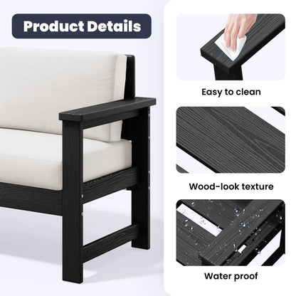 JUSTLET Patio Furniture Sets,2 Pieces Outdoor Chairs With Gray Cushions, Black