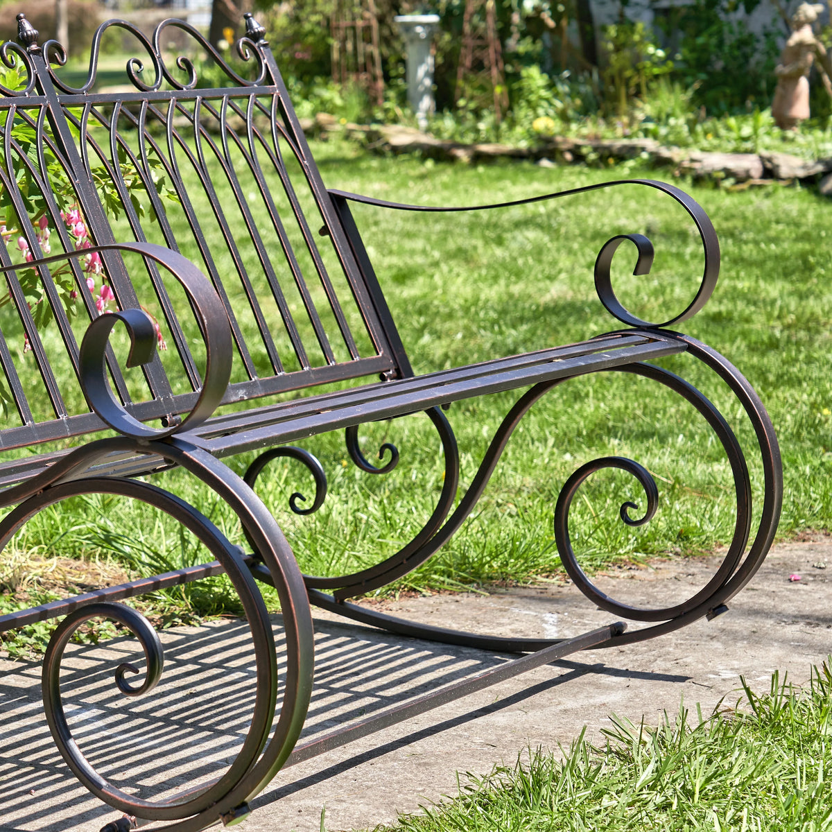 Outdoor Metal Rocking Arm Chair/Bench (Bench, Bronze)