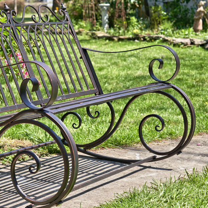 Outdoor Metal Rocking Arm Chair/Bench (Bench, Bronze)