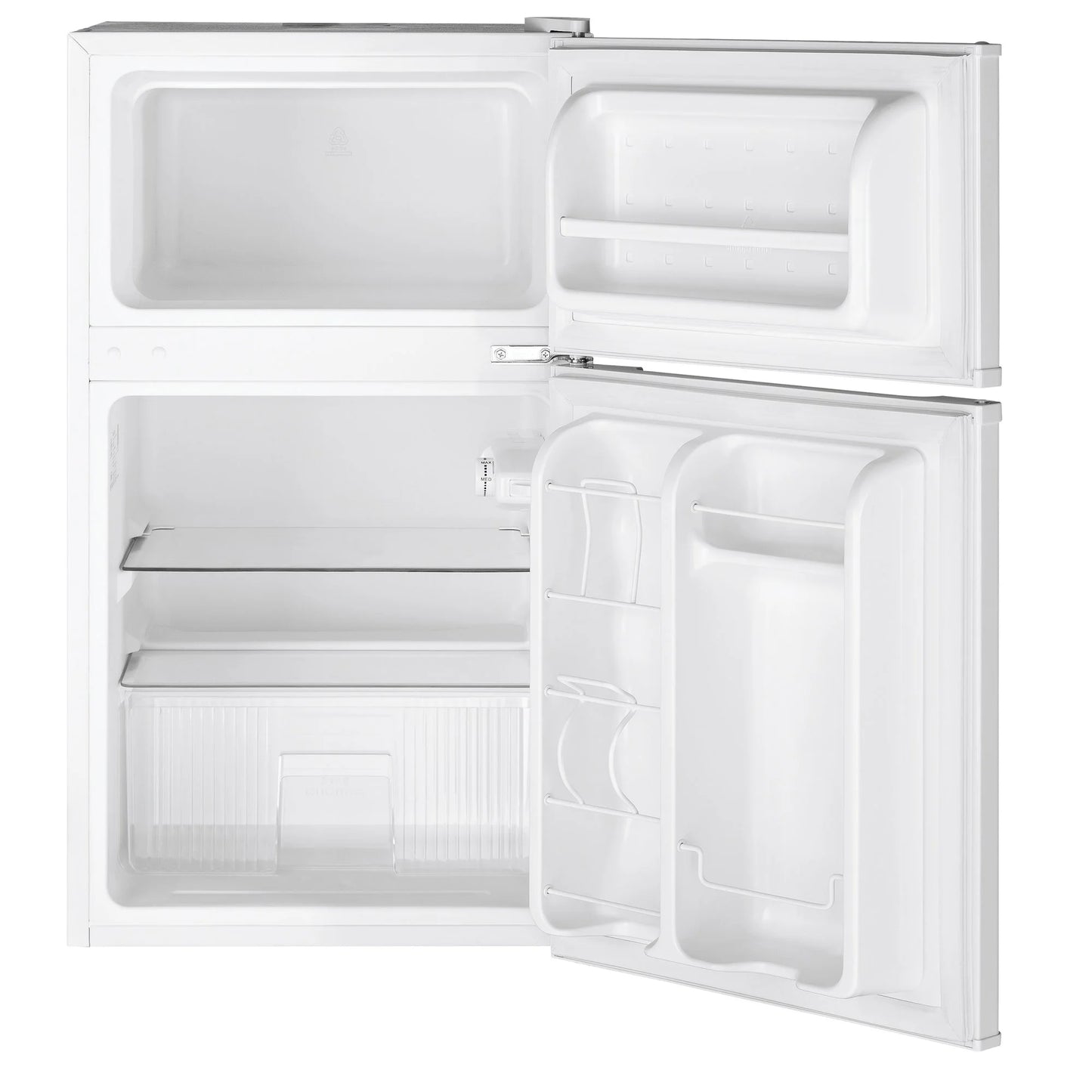 GE Appliances 3.1 Cu. Ft. Freestanding Double Door Compact Refrigerator, Steel