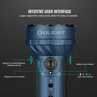 OLIGHT Marauder Mini 7,000 Lumens Bright Flashlight with 600 Meters Beam Distance, Powerful RGB Lights, Magnetic Rechargeable for Outdoors Work, Hunting, and Searching(Black)