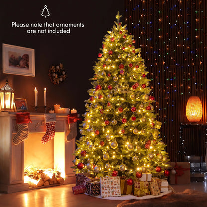 Costway 5 FT Pre-Lit Christmas Tree Hinged with 250 Multi-color Lights & 844 Branch Tips