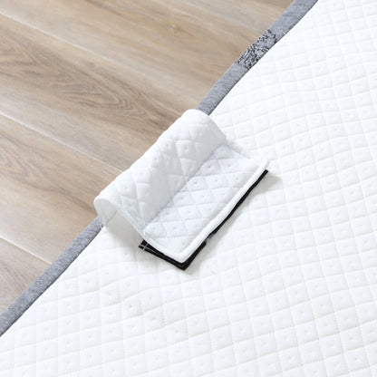 HOMCOM Folding Bed with 4" Mattress, Portable Foldable Guest Bed with Wheels