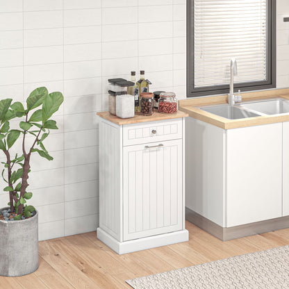 HOMCOM Kitchen Tilt Out Trash Bin Cabinet, Free Standing Recycling Cabinet
