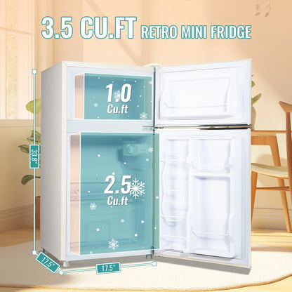 TACOOL Refrigerator with Top Freezer 3.5Cu.ft Two Door Small Mini Fridge with Extra Drink Space for Home Office Dorm Red