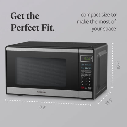 Farberware Countertop Microwave Ov 1100 Watts, 2.2 cu ft - Smart Sensor With LED Lighting and Child Lock - Perfect for Apartments and Dorms - Easy Clean Black Interior, Stainless Steel