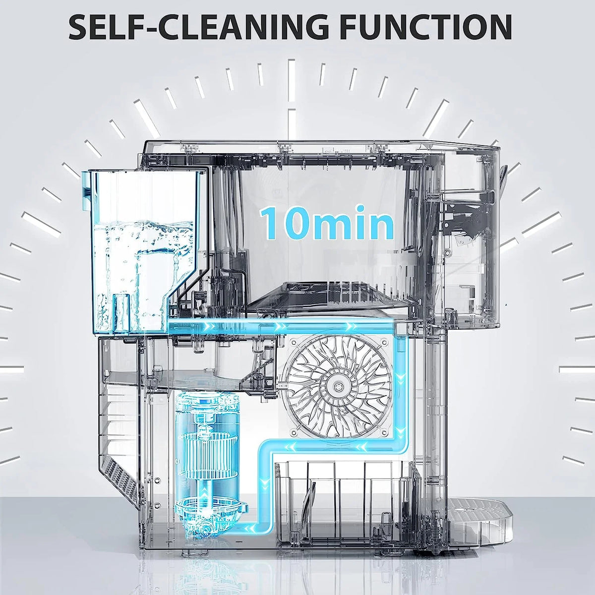 Auseo Ice Maker Countertop with Soft Chewable Ice, 44 Lbs/24H, Self-Cleaning, One-Click Operation for Home/Party(Black)