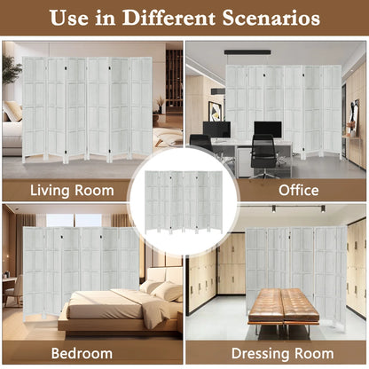 Aletheiawu 4 Panel Room Divider Wall and Folding Privacy Screens��No Installation Required��White