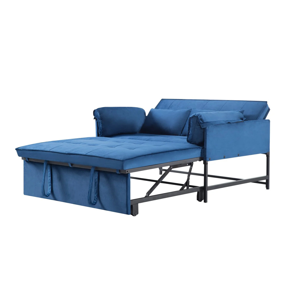 Gewnee 46" Velvet Sleeper Sofa Reclining Convertible Futon Couch Bed for Living Room, Guest & Small Spaces(Black)