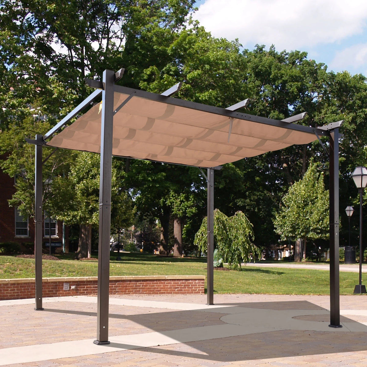 Outsunny 10' x 10' Pergola with Retractable Shade Canopy, Aluminum, Gray