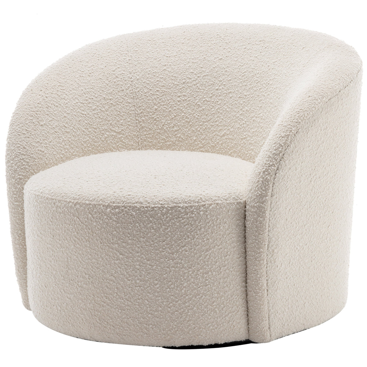 34" W Mid Century Modern Swivel Barrel Chair, Round Upholstered Boucle Swivel Accent Chairs, No Assembly Sofa Chair for Living Room Bedroom Reading Apartment Lounge Nursery(Cream)
