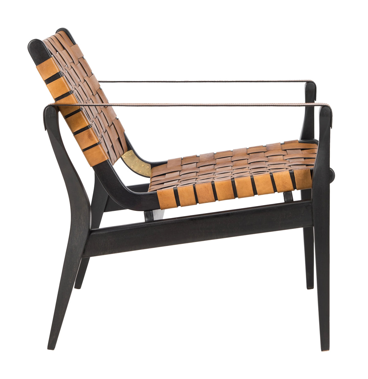 SAFAVIEH Couture Dilan Modern Leather Solid Safari Chair, Brown/Light Brown
