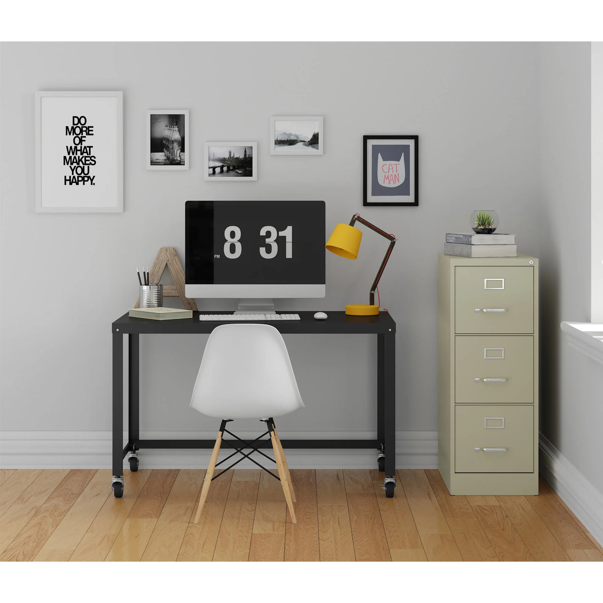 Hirsh 22" Deep 3 Drawer Letter Width Vertical File Cabinet, Commercial Grade, Gray