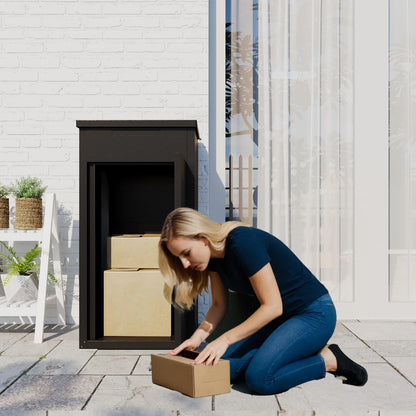 AECOJOY Package Delivery Boxes for Outside Parcel Drop Box Outdoor Storage Box Wall Mounted Express Mail Package Delivery Box 17" x 16" x 38.3" Black