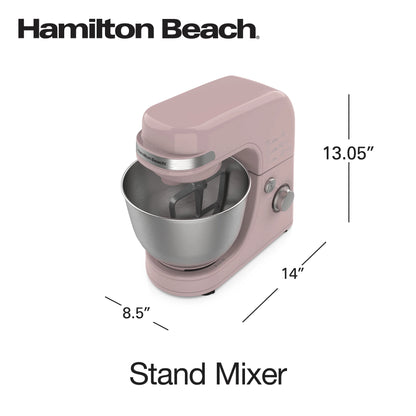 Hamilton Beach 4 Quart Stand Mixer for Kitchen, 7 Speeds, Tilt-Head, Dough Hook, Whisk & Flat Beater, White